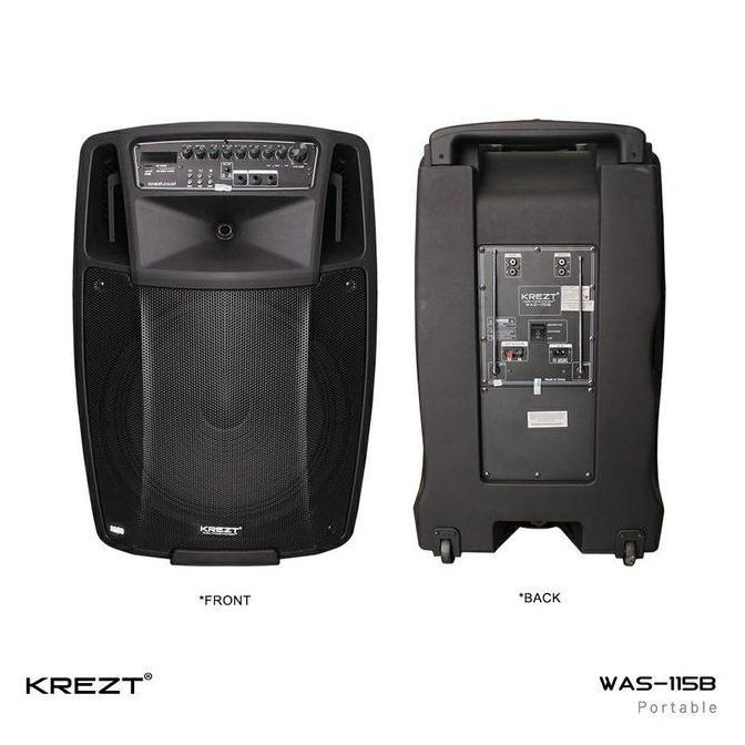 Krezt Was-115B - 15 Inch Portable Bluetooth Sound System Amplifier