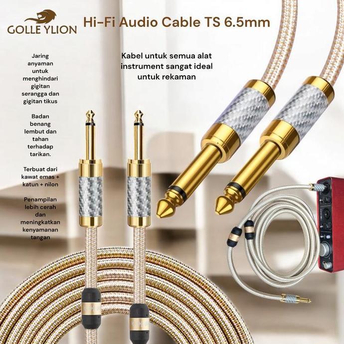 TERLARIS KABEL GITAR, INSTRUMEN & REKAMAN AUDIO HI-FI TS 6.5MM - 3M, IDEAL UNTUK REKAMAN SEMUA ALAT 