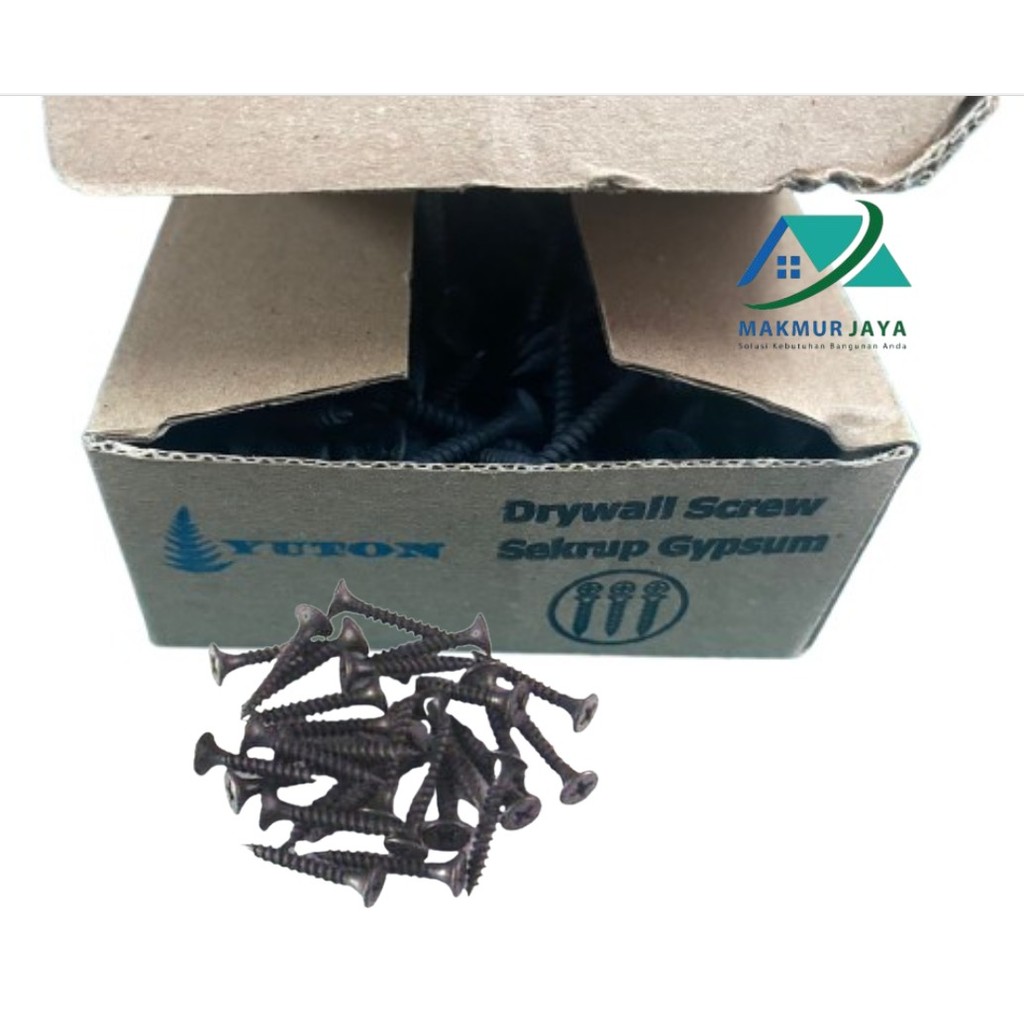 YUTON Skrup Gypsum 1 1/2" Inch 4cm , Skrup Gypsum Hitam 4cm