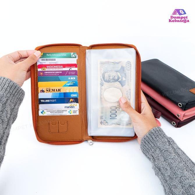 Dompet Wanita Dompet Keluarga - Dompet Paspor Tempat Paspor Tiket Umroh Multifungsi