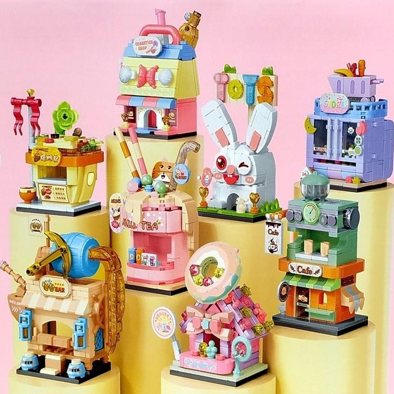 Mainan Anak Perempuan Sembo Block Store Toys Cafe Milk Tea Bar Cosmetic Shop [A4]