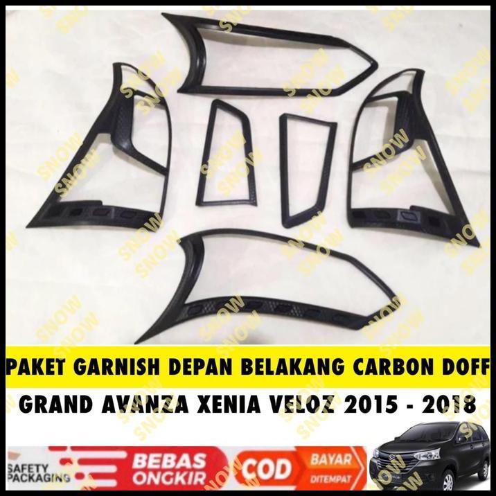 TERLARIS PAKET GARNISH DEPAN BELAKANG AVANZA XENIA VELOZ 2015 2018 CARBONTIVO 