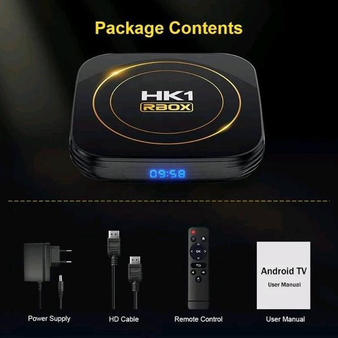 TERLARIS Android TV HK1 RBOX H8S 4GB+32GB | 4GB+64GB Android 12 TV BOX 2,4+5G Wifi Bluetooth 4.0 med