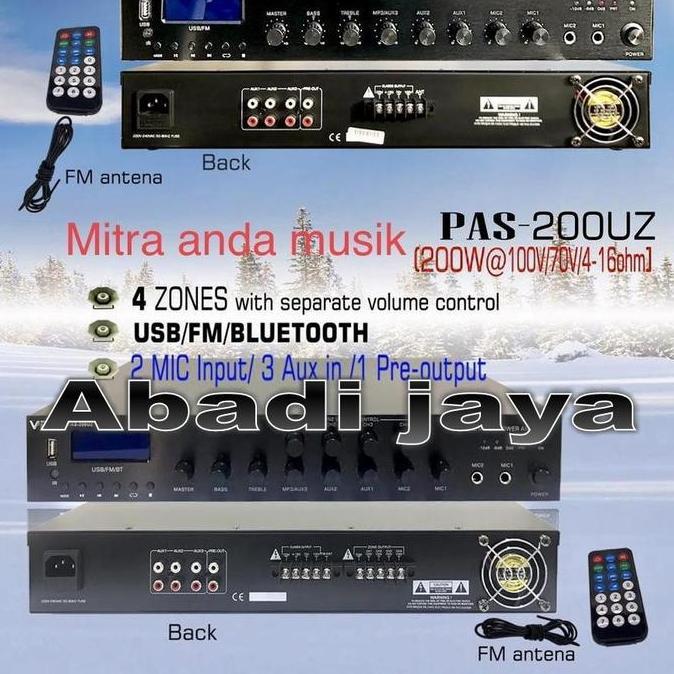 TERLARIS 4 ZONES AMPLI VPK PAS 200UZ 200 WATT 100V 70V 4 16OHM VPK PAS200UZ
