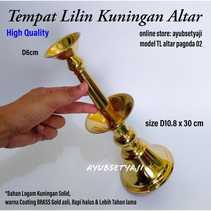 Bungavezza - Tempat Lilin Altar Pagoda 02 Kuningan Brass antik Candle Holder Kaki Dian altar gereja 