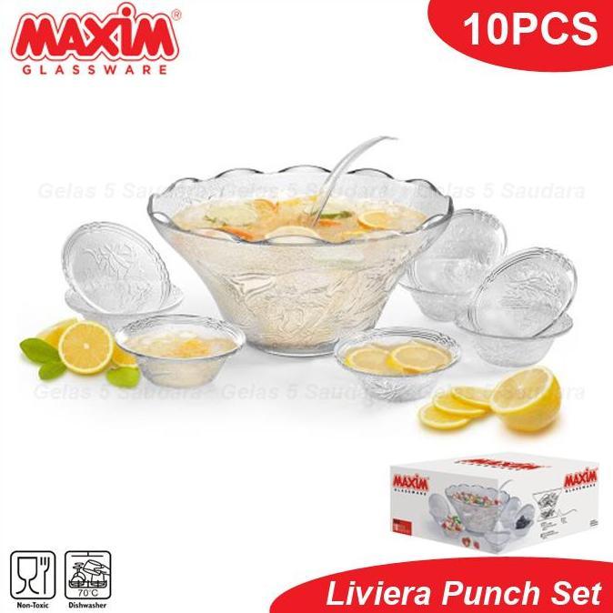 MAXIM Punch Set Mangkok Kaca/Punch Set Mangkok Minuman Buah Es Segar DS