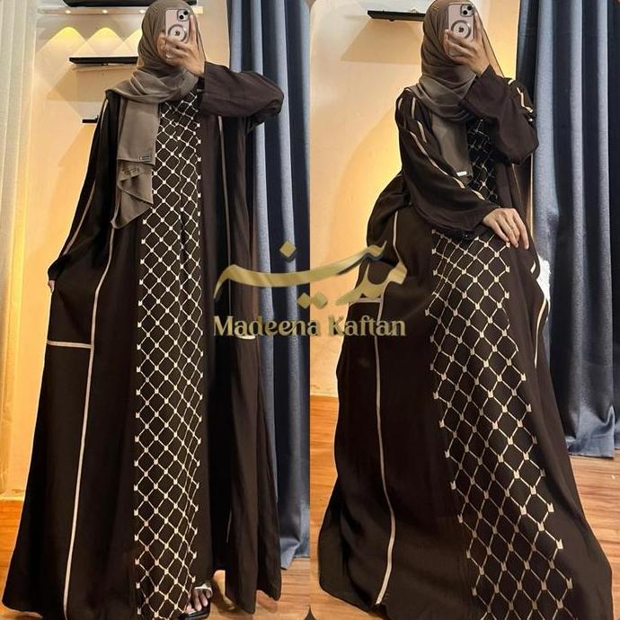 felaminass - kaftan abaya wanita motif mafaza bahan rayon premium adem nyaman ld 140 cm busui gamis 