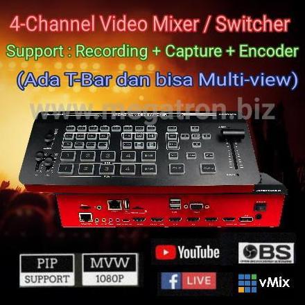4-ch Video Mixer Capture + Recorder + Encoder unttuk Streaming