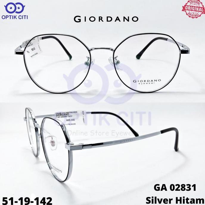 Frame Kacamata Pria Wanita Bulat Giordano GA 02831 Ringan Original