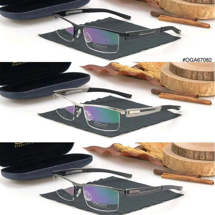 Frame Kacamata Pria Sporty Oga 67082 half frame grade original