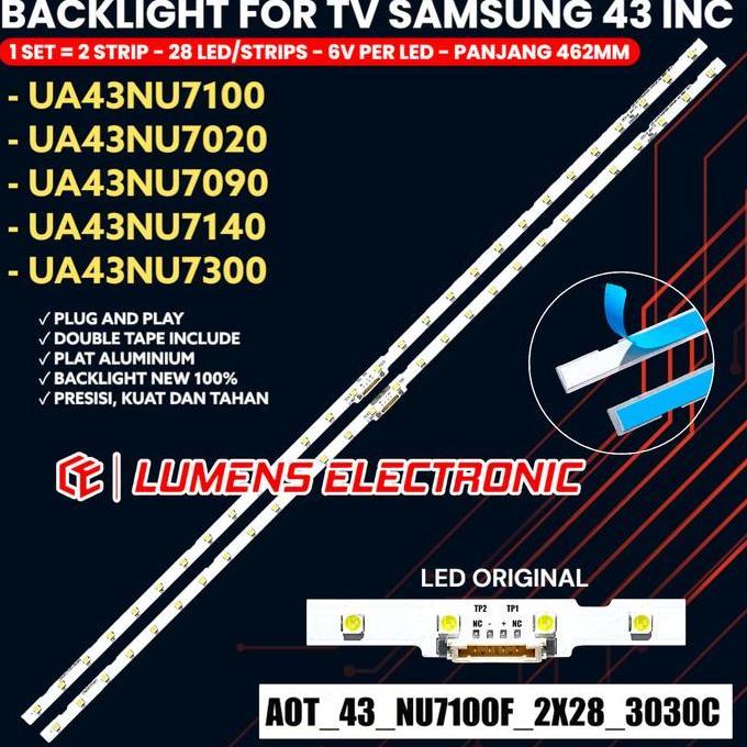 TERLARIS BACKLHT TV LED SAMSUNG 43 INC UA 43NU7100 43RU7100 43NU7020 43NU7090 43NU7140 43NU7300 43N5