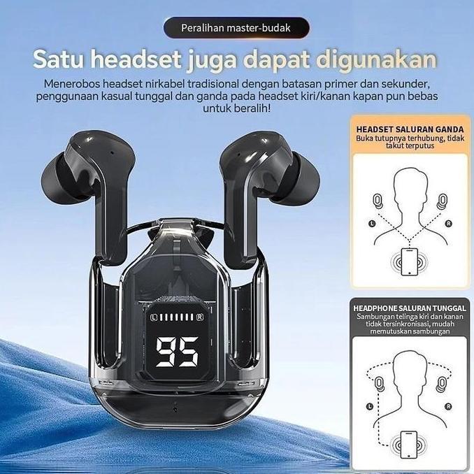 TWS XT16 Headset Bluetooth FULL BASS Bass Stereo Earpiece Lubang Suara Headset Nirkabel Bluetooth