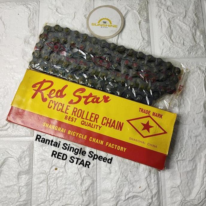 Rantai Single 1 Speed 114L RED STAR Bintang Sepeda Anak 12 16 18 Onthel 28 Kebo Ontel Jadul Jengki F