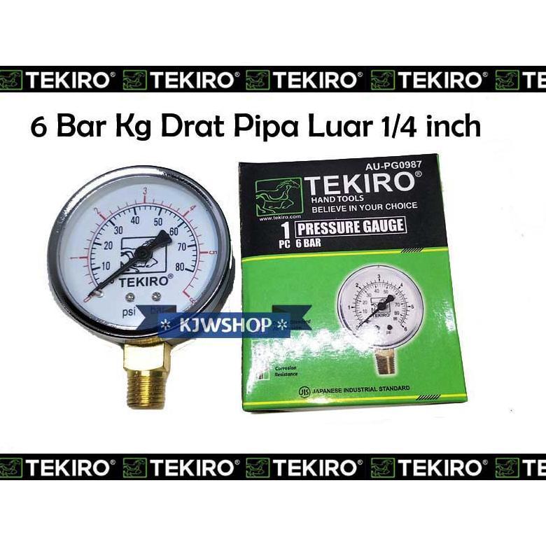 NEW Manometer 6 Bar Pressure Gauge 6Bar Pressure Gauge 6kg merk TEKIRO Presure Gauge Pengukur Tekana