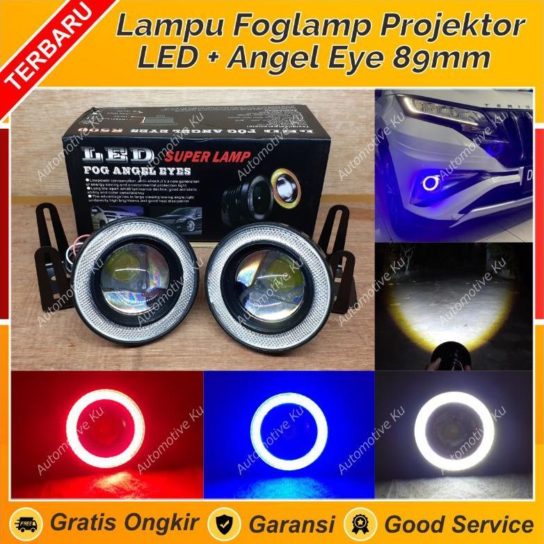 NEW LAMPU FOGLAMP LED MOBIL KABUT TEMBAK PROJEKTOR + ANGEL EYE 89 MM 2 MODE SINAR TERANG: AVANZA XEN
