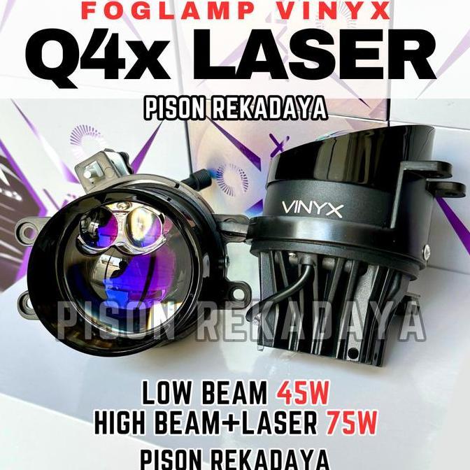 Foglamp Projector Biled Vinyx Q4 Double Laser Q8X Led Q4X Lampu Kabut Mobil 75 Watt Q4 Laser 3 Inci