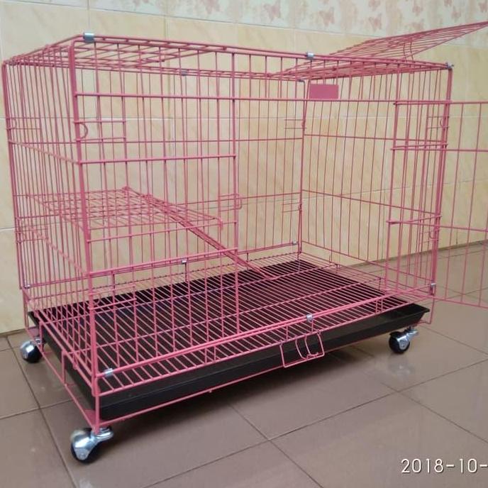 Kandang kucing lipat tingkat dengan RODA ukuran 75