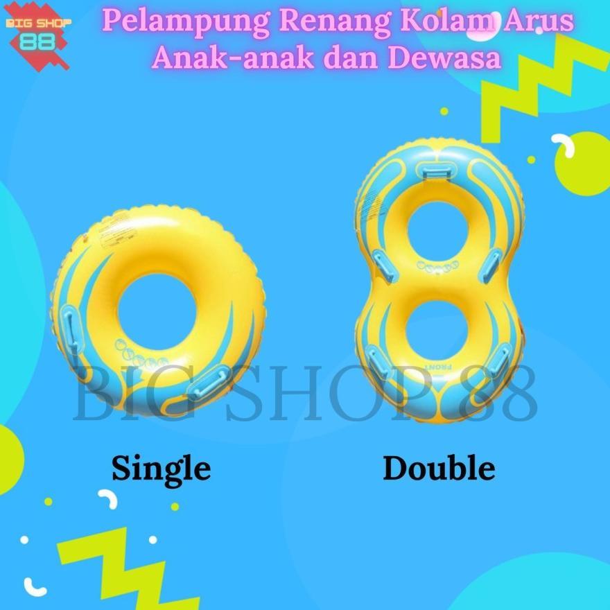 Pelampung Ban Renang Kuning Single Double Dewasa Anak Anak Kolam Arus Kolam Renang Swim Ring Aksesor