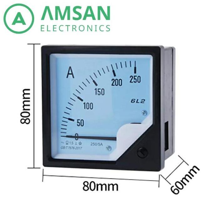 Ampere Meter Analog Ammeter 6L2-A 30A 50A 100A 200A 80x80 80mm 5-600V