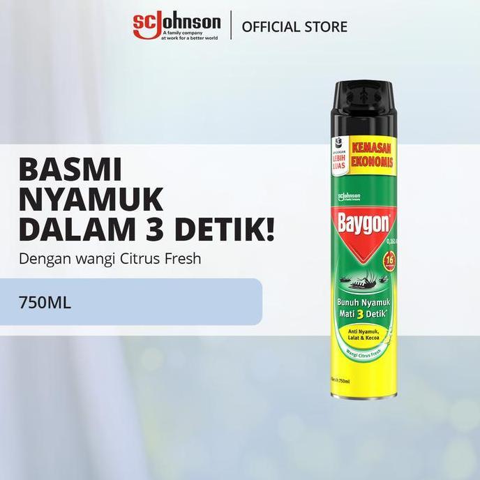 Baygon Aerosol - Obat Anti Nyamuk Semprot Citrus Fresh 750ml