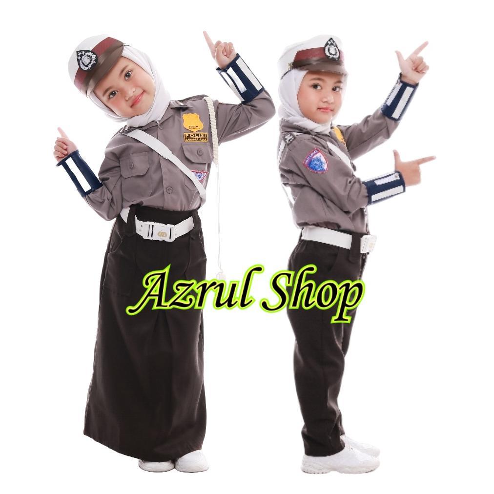 Free Ongkir Baju Polisi Anak Perempuan Muslim  Seragam Tk Paud  Kostum Profesi Anak Cewek Lengkap Sa