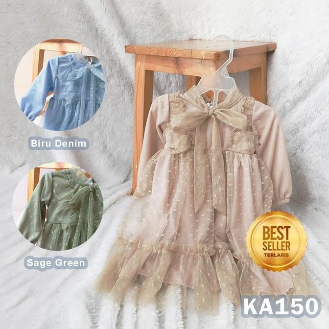 Baju Gamis 2025 Model Baru Anak Perempuan 2 3 Tahun Dress Warna Coklat Susu Motif Polkadot Gamis Leb