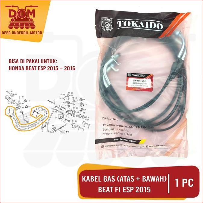 Promo Kabel Gas Beat Fi eSP 2015 Set Atas Bawah (TOKAIDO) Throttle Cable Cabel Seling Tali Kawat Ine