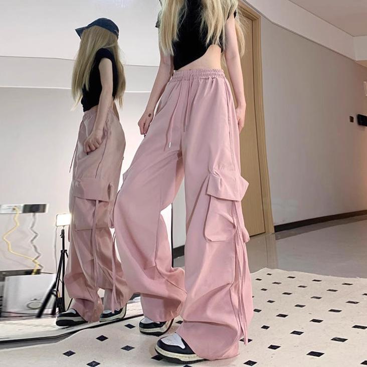 Grade Ori Gdtima Cargo Pants Wanita Elastic Highwaist Casual Celana Panjang Cargo