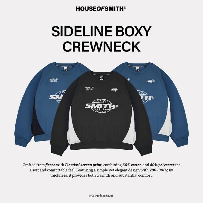 House Of Smith Sideline Boxy Crewneck - Sweater Crewneck Boxy Pria