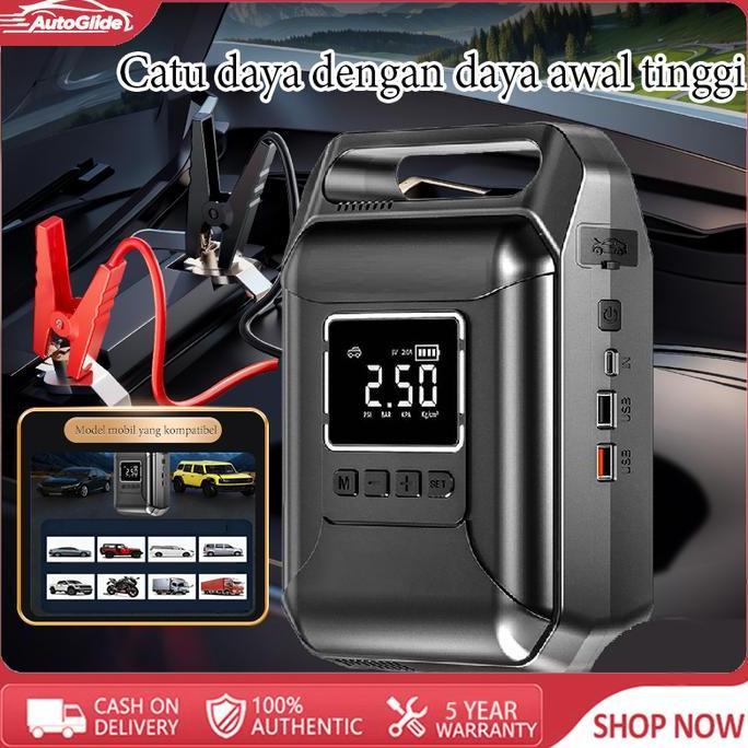 AutoGlide Starter Aki Mobil 1000A + Pompa Angin Ban Digital + Power Bank - Alat Bantu Nyalakan Mobil