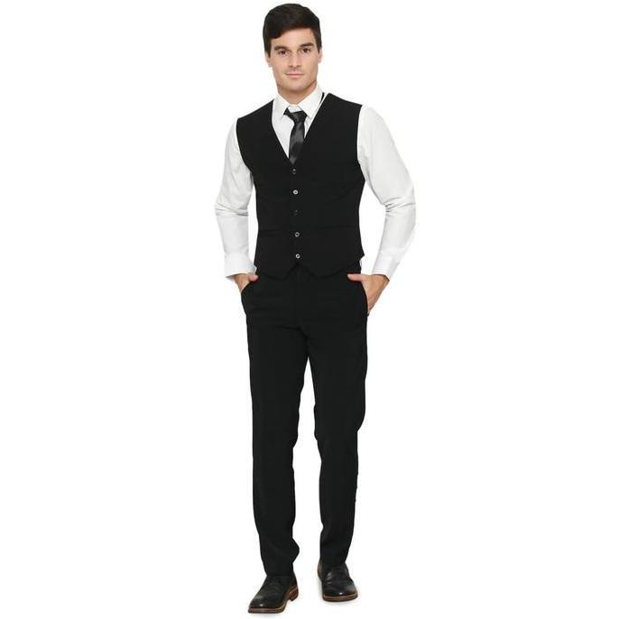 NEW CODE MALE ROMPI VEST PRIA HITAM SLIMFIT ORI