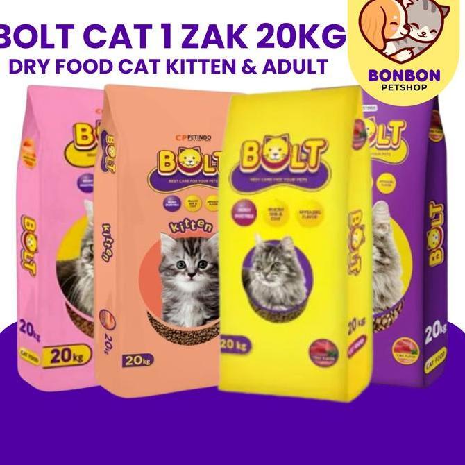 Makanan Kering Kucing Bolt 1 Zak Isi 20kg Dry Food Makanan Kitten Adult BOLT 1 Karung 20kg Makanan K
