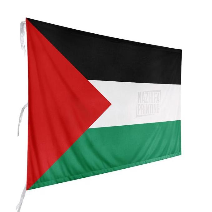 Nazhifa Printing - Bendera Palestina, Palestine 1 sisi, Bahan Satin Peles Ukuran kecil-Besar