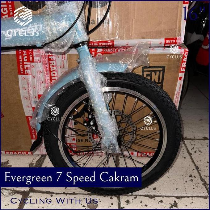 Ready Sepeda Lipat Evergreen Folding 16 inch 6 Speed