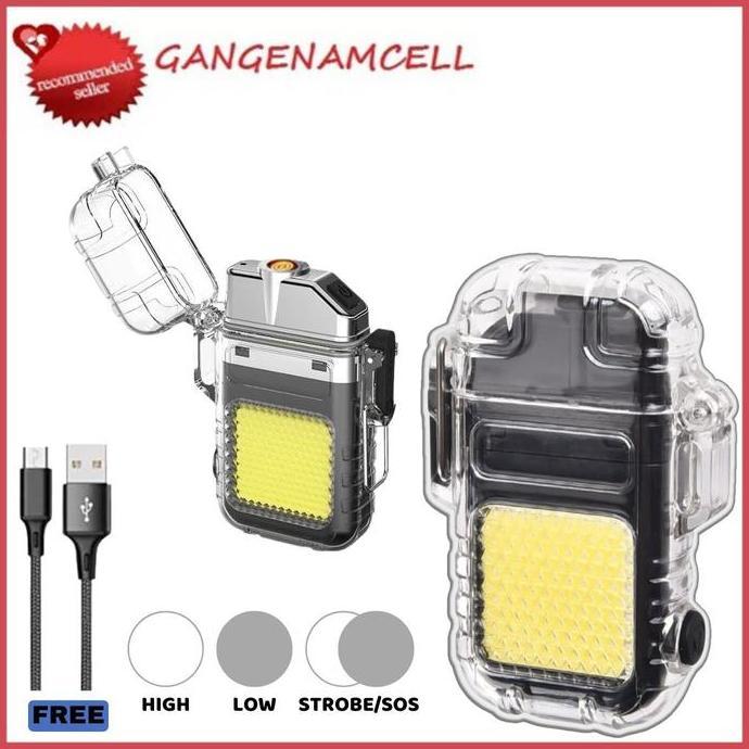BOYFIRO Alat Bantu Pematik Elektrik USB Dengan Senter LED 3 Mode / Waterproof Electric Lighter Flash