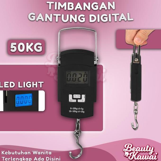 YOTUDO Timbangan Digital Serbaguna 50kg Besi Gantung Bagasi Koper Portable LED Kiloan Beras Ikan