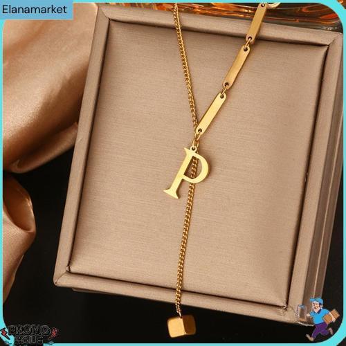 Sederhana Kalung Huruf Lapis Emas Titanium Wanita Anti Karat, Huruf A-Z Fashion Populer Accesories X