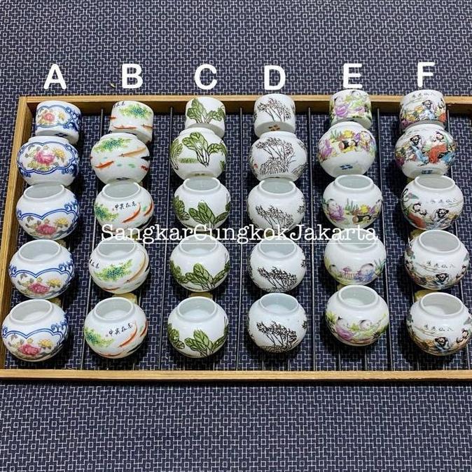 Cepuk Keramik Sangkar Burung Kecil Pleci Sogon Set 5Pcs