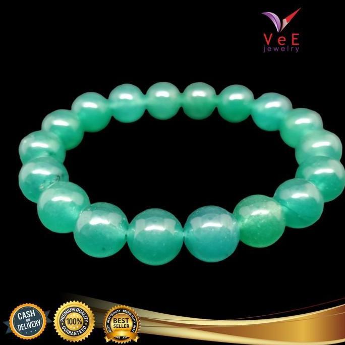 Youboy- Gelang Batu Giok Cina Asli 10Mm Hijau Tua - Vee Batu Alam Kesehatan