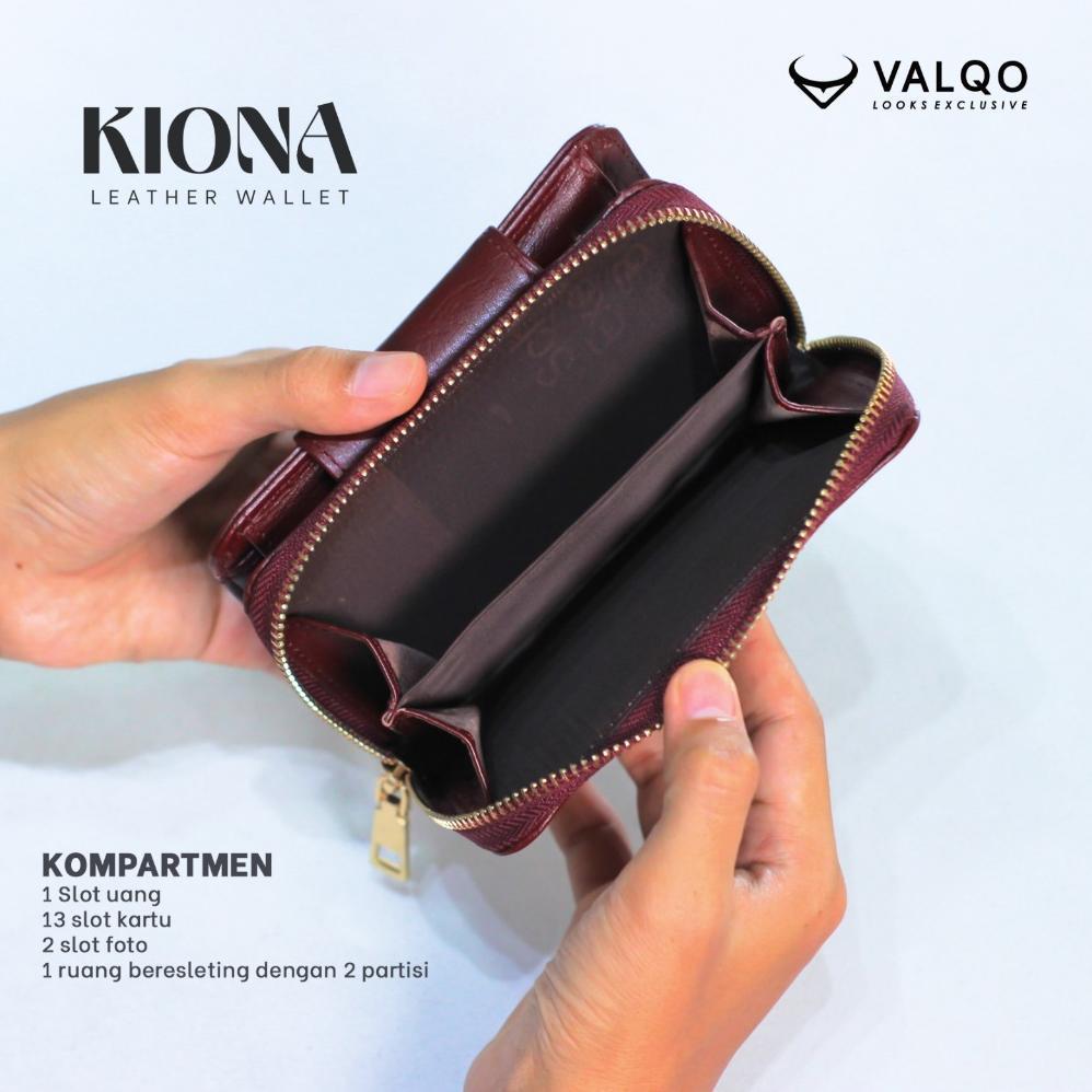HARGA TURUN VALQO KIONA Dompet Kulit Sapi Wanita 13 Kartu 2 Foto Slot Resleting Dompet wanita Dompet