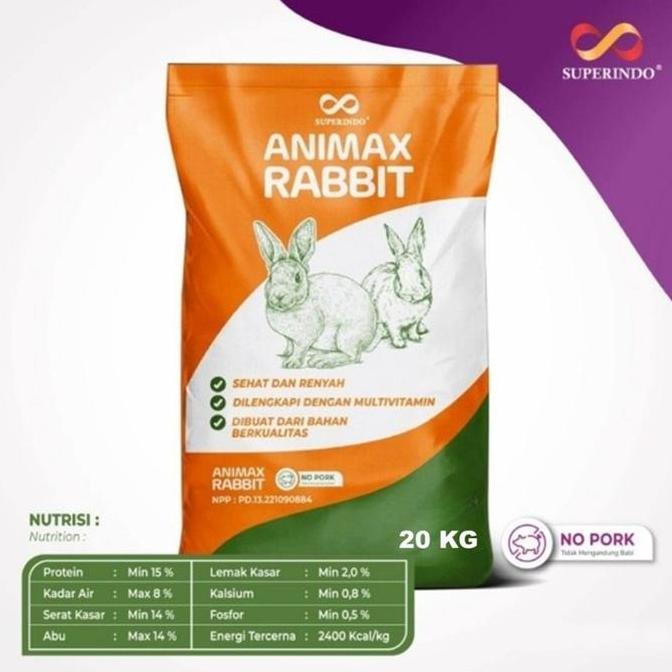 ANIMAX RABBIT FOOD 20Kg / Makanan Kelinci ANIMAX (OJOL)