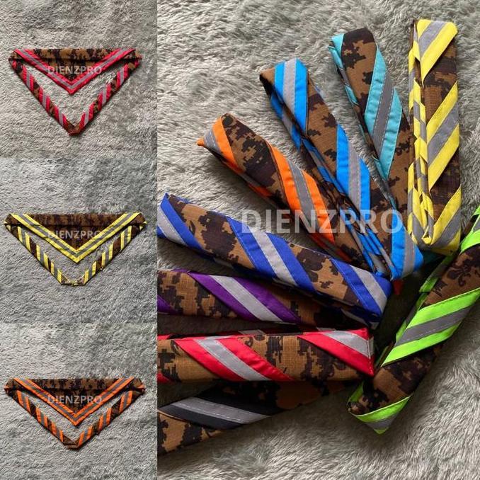 Scraft Loreng Pramuka / scrap pramuka loreng / scraft loreng list Menyala Abu Hijau Kain Hitam Biru 