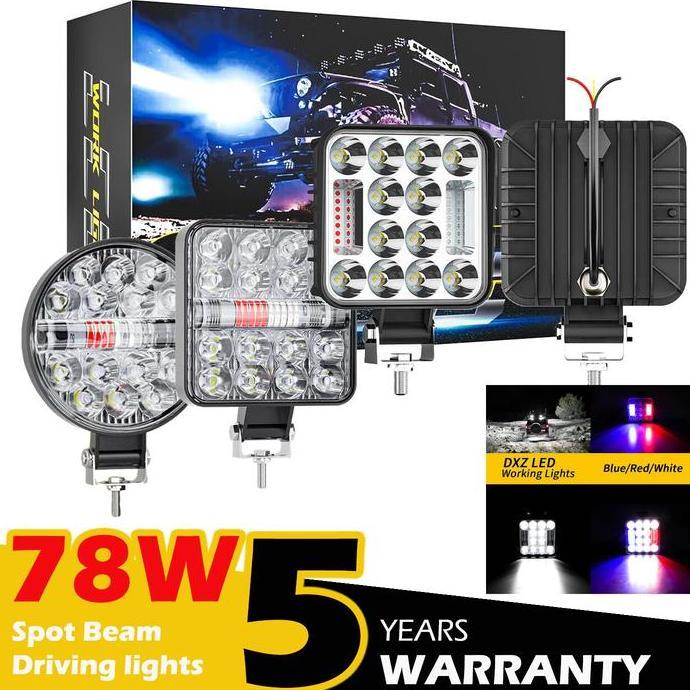 Lampu Sorot Tembak Mobil Led Floodlight Ip67 Warna 3In1 Lampu Strobo Lampu Tambahan Kendaraan Drl Be
