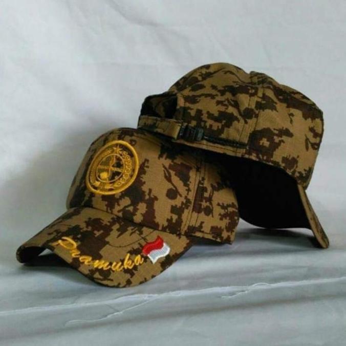 TOPI LORENG PRAMUKA - Polo Pramuka / Velcro Pramuka / Rimba Pramuka Scout Logo Bordir Termurah Dewas