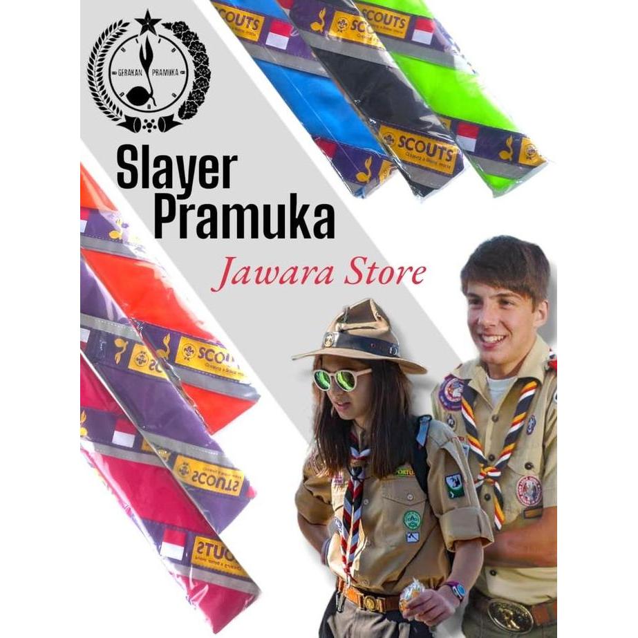 Scraf Slayer Pramuka Warna Menyala Scout Tunas Premium Syal scarf hasduk nyala scarf pramuka slayer 