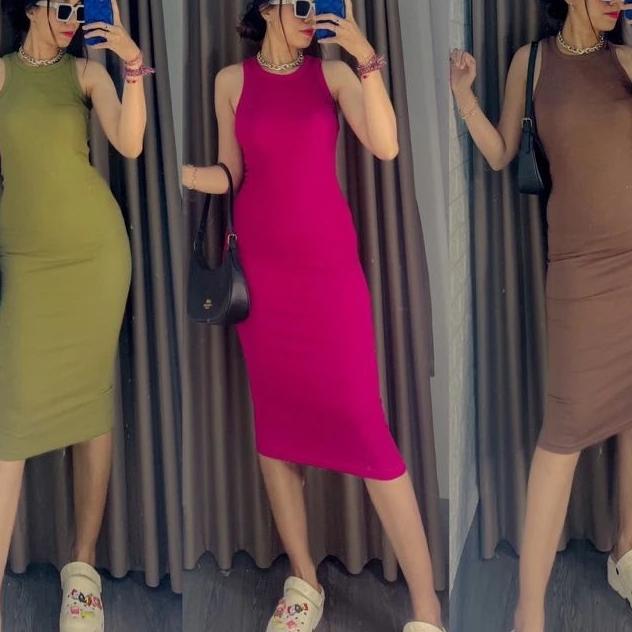 Via Dress Bodycon - Dress Rib Premium - Bodycon Dress Fit Body - Inner Dress Rib