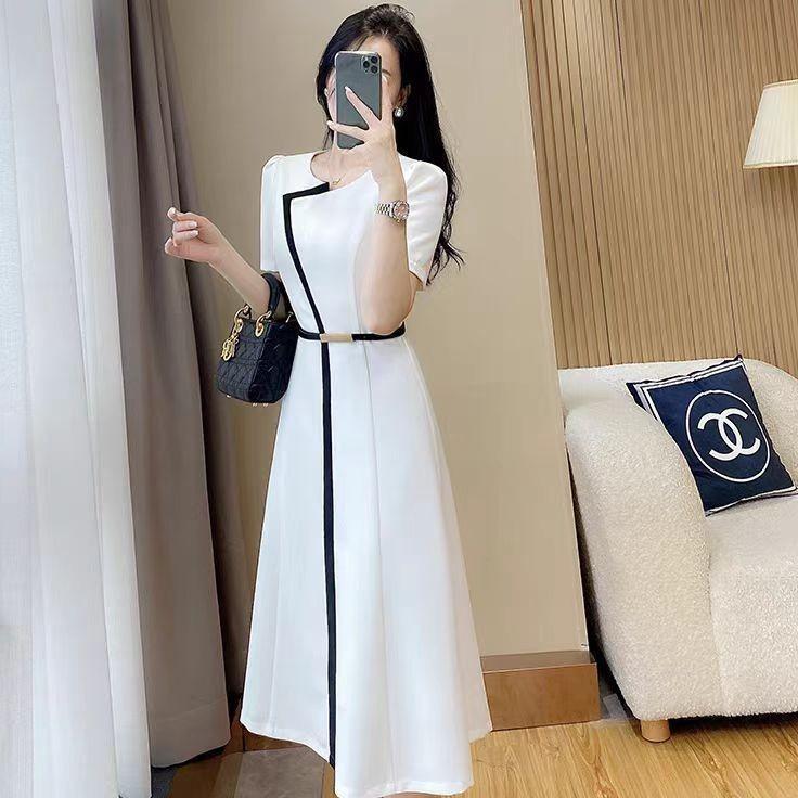 Fan Dress Korea Putih Mewah Elegan/Gaun Pesta Hitam Korea