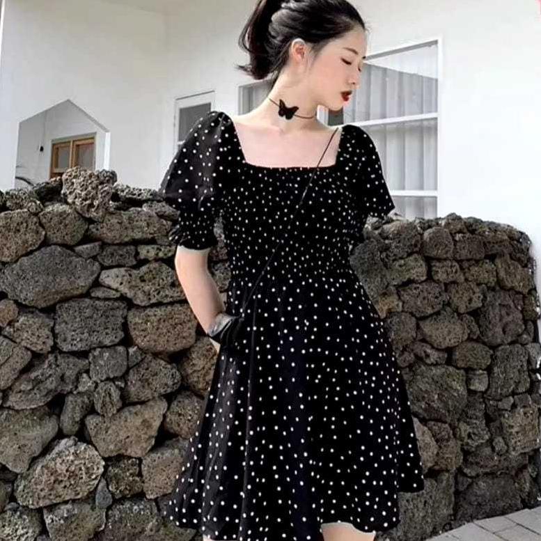 Dress Lina Polkadot// Dress Polkadot Midi //Dres  Cod Kekinian//Dress Korea Style