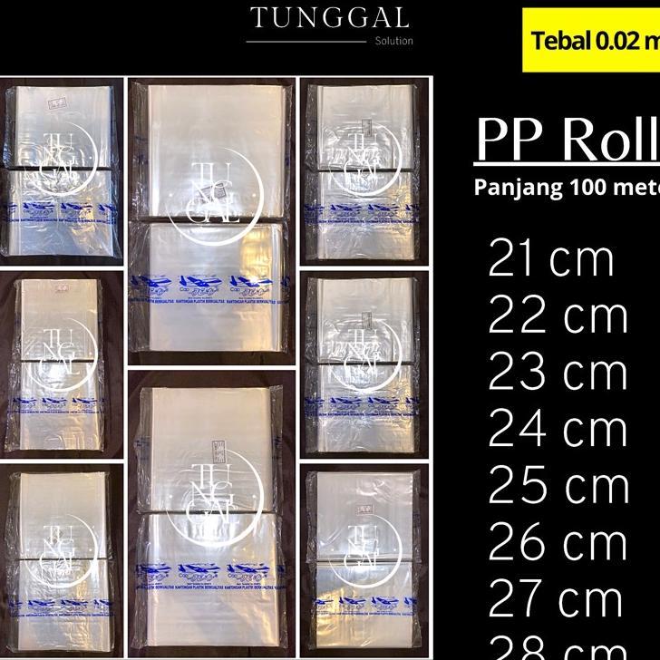 Plastik Pp Roll Cap Jet - Panjang 100 Meter, Tebal 0.02 Mm. Plastik Transparan Bening; Plastik Roll 