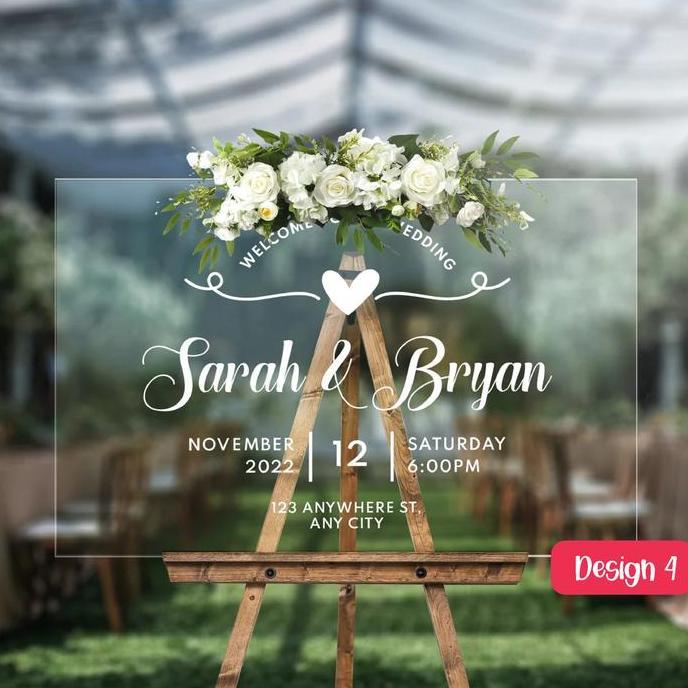 Welcome Sign Acrylic / Wedding Sign / Papan Nama Akrilik Stiker